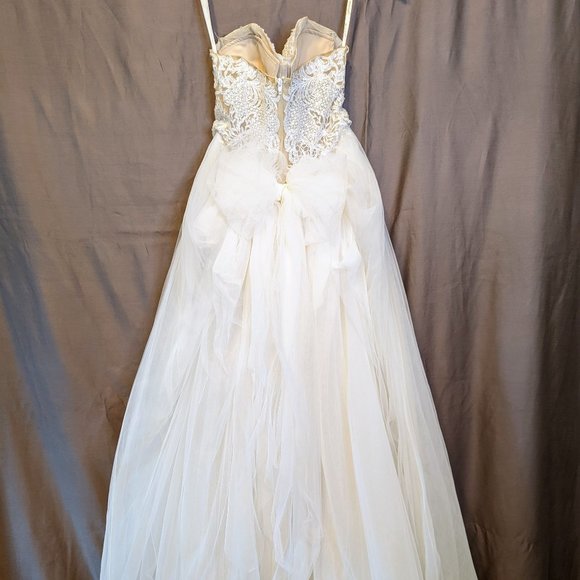 Strapless Wedding Dress with Tulle Slit Skirt - Picture 8 of 16